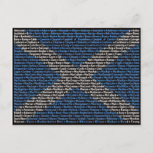 Scottish surnames postcard