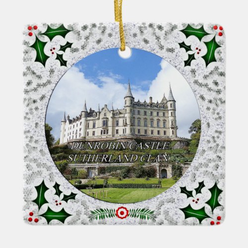 Scottish Sutherland Clan Dunrobin Castle Christmas Ceramic Ornament