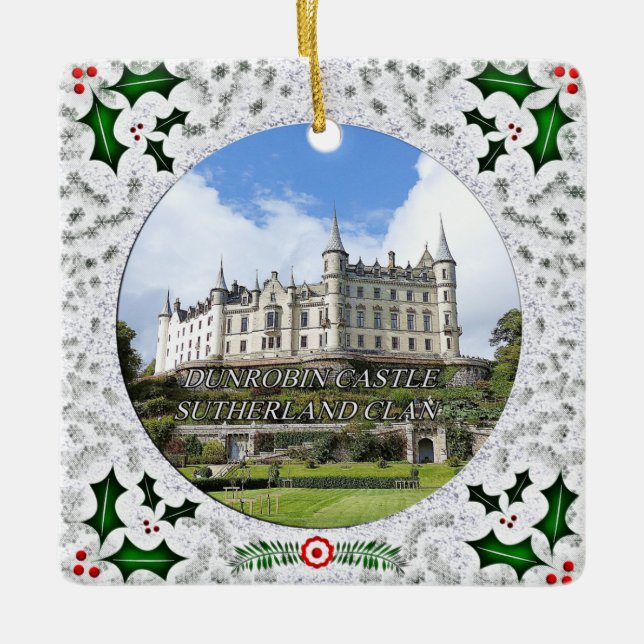 Scottish Sutherland Clan Dunrobin Castle Christmas Ceramic Ornament (Front)