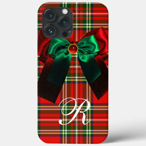 SCOTTISH TARTAN AND RED GREEN BOWS CHRISTMAS PARTY iPhone 13 PRO MAX CASE