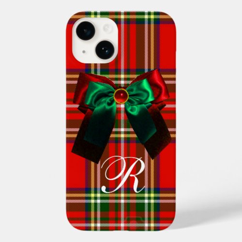 SCOTTISH TARTAN AND RED GREEN BOWS CHRISTMAS PARTY Case_Mate iPhone 14 CASE