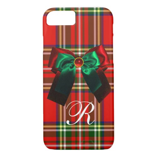 SCOTTISH TARTAN AND RED GREEN BOWS CHRISTMAS PARTY iPhone 87 CASE
