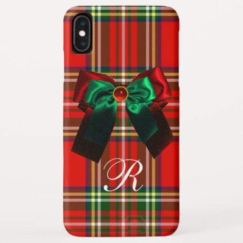 SCOTTISH TARTAN AND RED GREEN BOWS CHRISTMAS PARTY iPhone XS MAX CASE