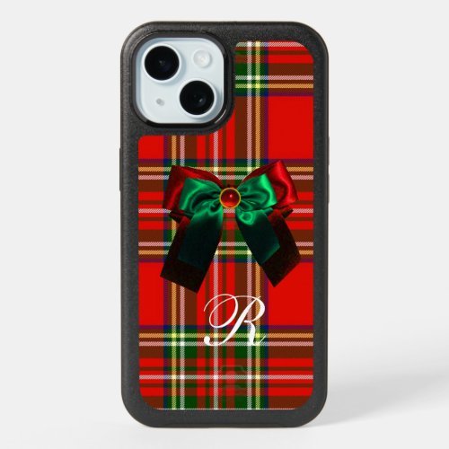 SCOTTISH TARTAN AND RED GREEN BOWS CHRISTMAS PARTY iPhone 15 CASE