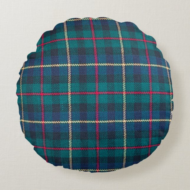 Scottish tartan background a checked plaid weave p round pillow (Front)