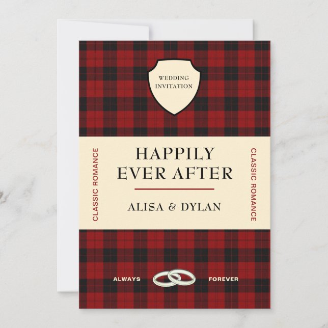 SCOTTISH TARTAN BOOK COVER | WEDDING INVITATION (Front)