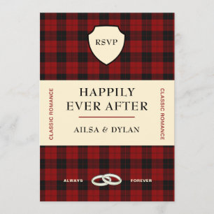 SCOTTISH TARTAN BOOK COVER WEDDING RSVP INVITATION