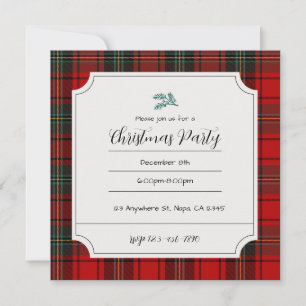 Scottish Tartan Christmas Party Customizable Cozy Invitation
