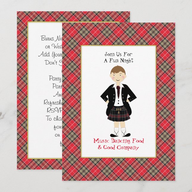 Scottish Tartan Clan Plaid Personalized Party Invitation (Front/Back)