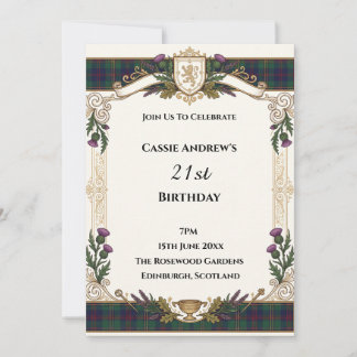 Scottish Tartan Milestone Birthday Invitation