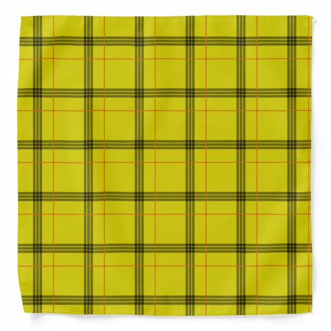 Scottish Tartan Pattern Plaid Textile Yellow Bandana (Front)