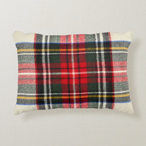 Scottish tartan pattern Red and white wool plaid  Accent Pillow