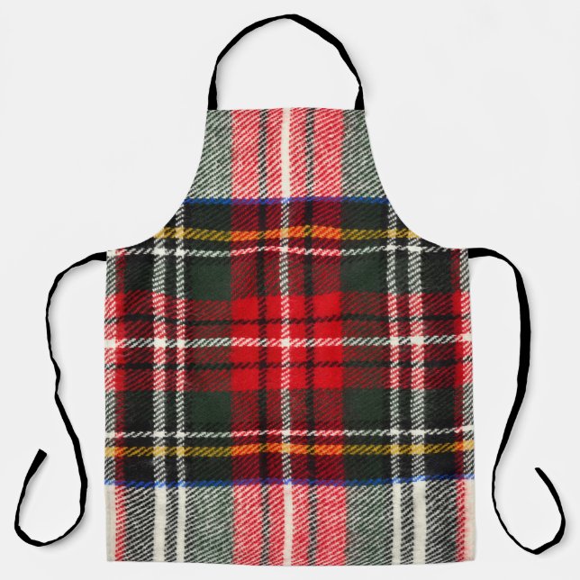 Scottish tartan pattern. Red and white wool plaid  Apron (Front)