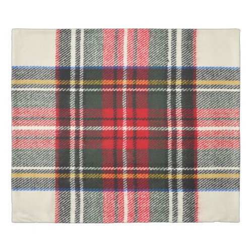 Scottish tartan pattern Red and white wool plaid  Duvet Cover