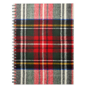 Scottish tartan pattern. Red and white wool plaid Notebook