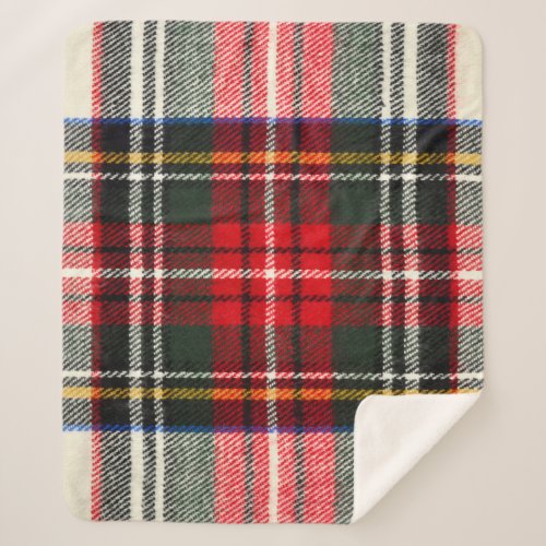 Scottish tartan pattern Red and white wool plaid  Sherpa Blanket