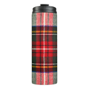 Scottish tartan pattern. Red and white wool plaid Thermal Tumbler
