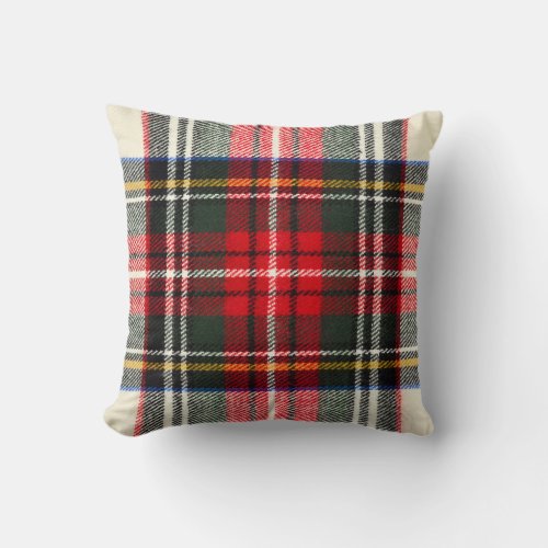 Scottish tartan pattern Red and white wool plaid  Throw Pillow