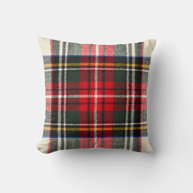 Scottish tartan pattern. Red and white wool plaid  Throw Pillow (Front)