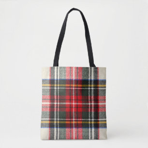 Scottish tartan pattern. Red and white wool plaid Tote Bag