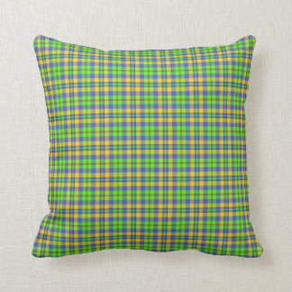 Scottish Tartan Plaid, apple green, gold and blue Throw Pillow