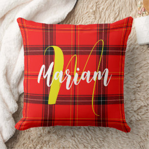 Scottish Tartan Plaid Fabric - Red Scotland Throw Pillow