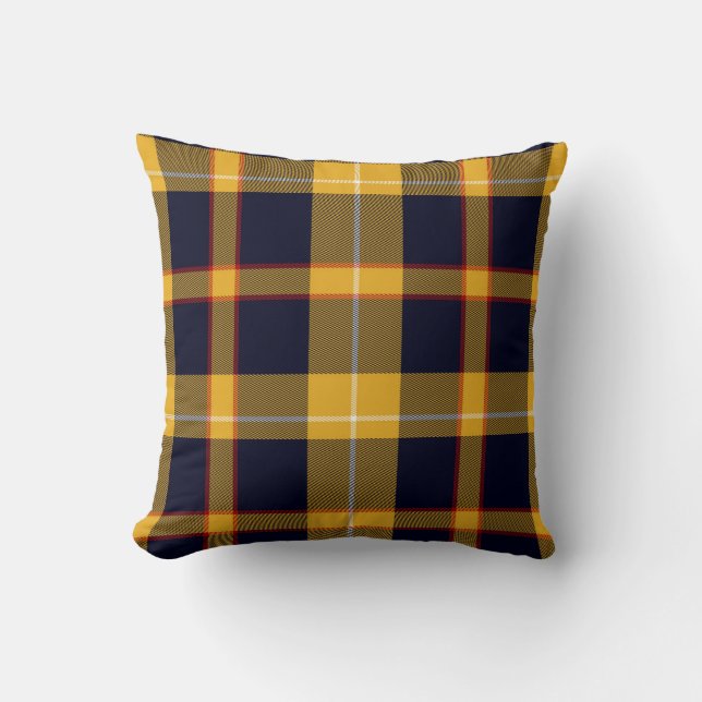 Scottish Tartan Plaid Navy Blue Yellow Red Celtic Throw Pillow (Front)