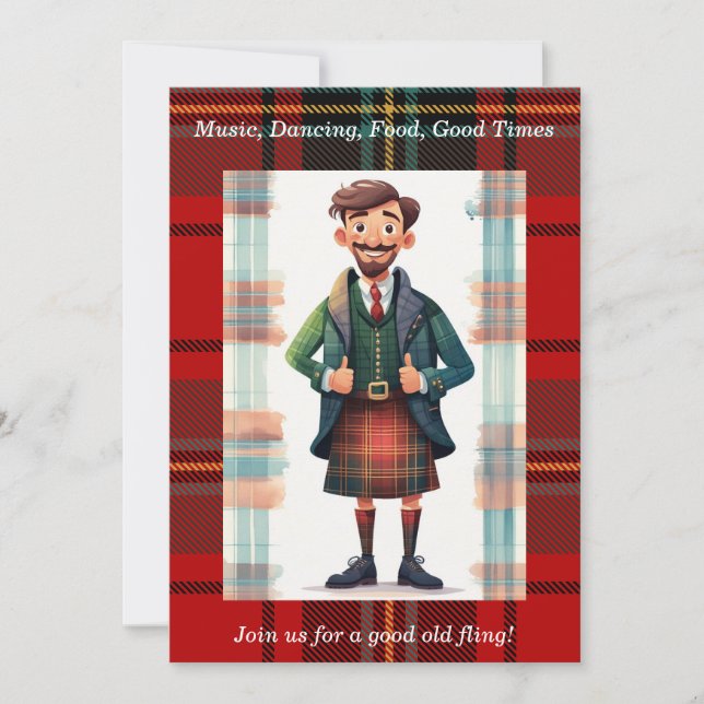 Scottish Tartan Plaid Personalized Party Invitation (Front)