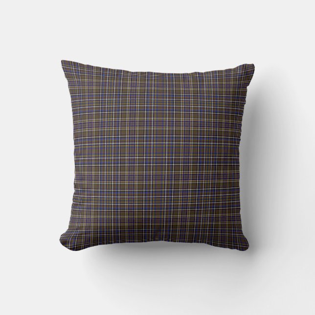 Scottish Tartan Plaid with brown and tan checks Throw Pillow (Front)