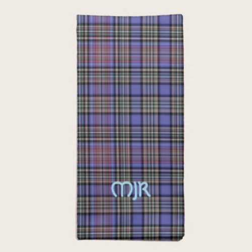 Scottish Tartan Purple Red Tan, Initials, Plaid Cloth Napkin