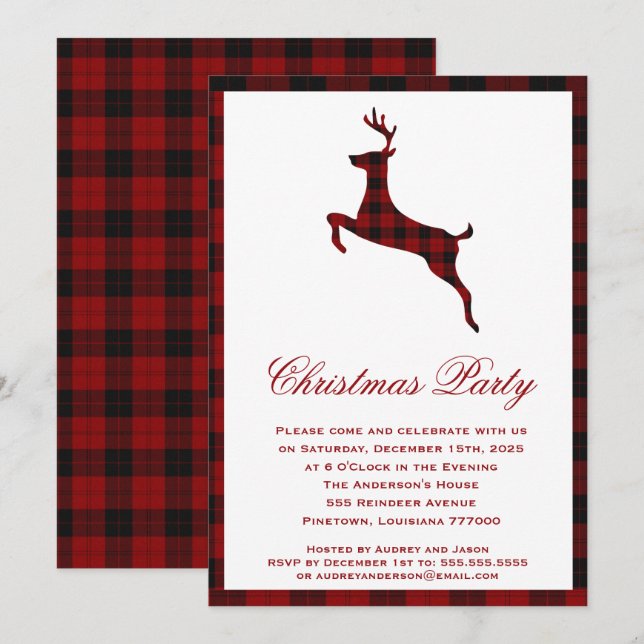 Scottish Tartan Reindeer | Christmas Party Invitation (Front/Back)