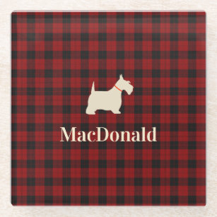 Scottish Terrier Gifts Drink Coasters Etched Glass Scottie Silhouette