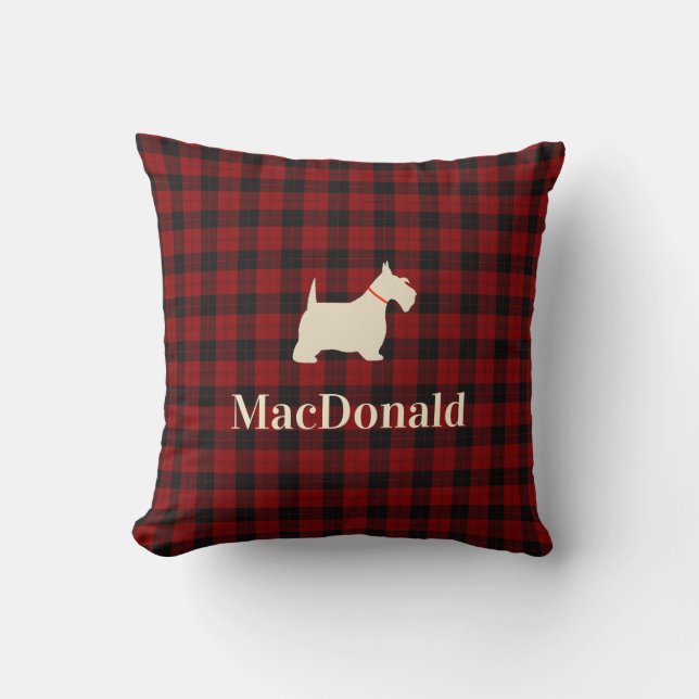Scottish Tartan Scotty | Personalized Throw Pillow (Front)