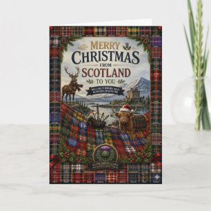 Scottish Tartan Stag Christmas Card