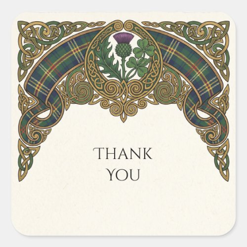 Scottish Tartan Thank You Wedding Sticker