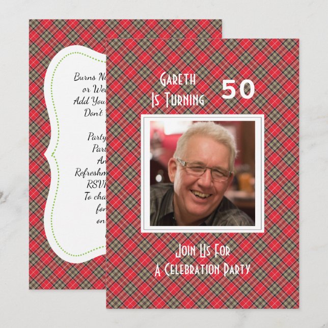 Scottish Tartan Themed Celebration Party Invitation (Front/Back)