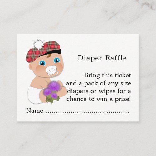 Scottish Tartan Thistle Baby Shower Diaper Raffle Enclosure Card