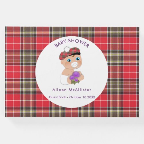 Scottish Tartan Thistle Baby Shower Personalized Guest Book