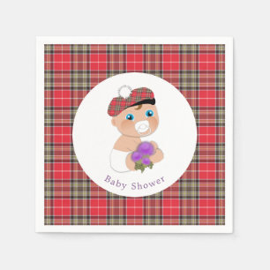 Scottish Tartan  Thistle Baby Shower Personalized Paper Napkins