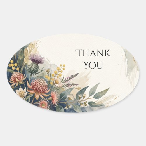 Scottish Tartan Thistle Floral Thank You Sticker