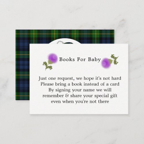 Scottish Tartan Thistle Flower Cute Baby Shower Enclosure Card