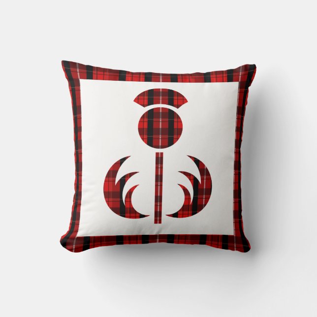 Scottish Tartan Thistle w/ Gaelic Holiday Pillow (Front)