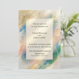 Scottish Tartan Thistle Wedding Invitation Water