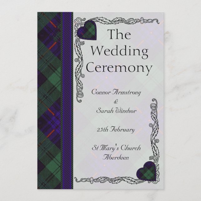 Scottish Tartan Wedding program - Armstrong (Front)