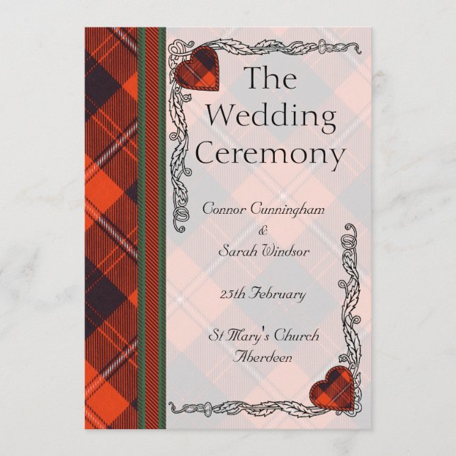 Scottish Tartan Wedding program - Cunningham (Front)