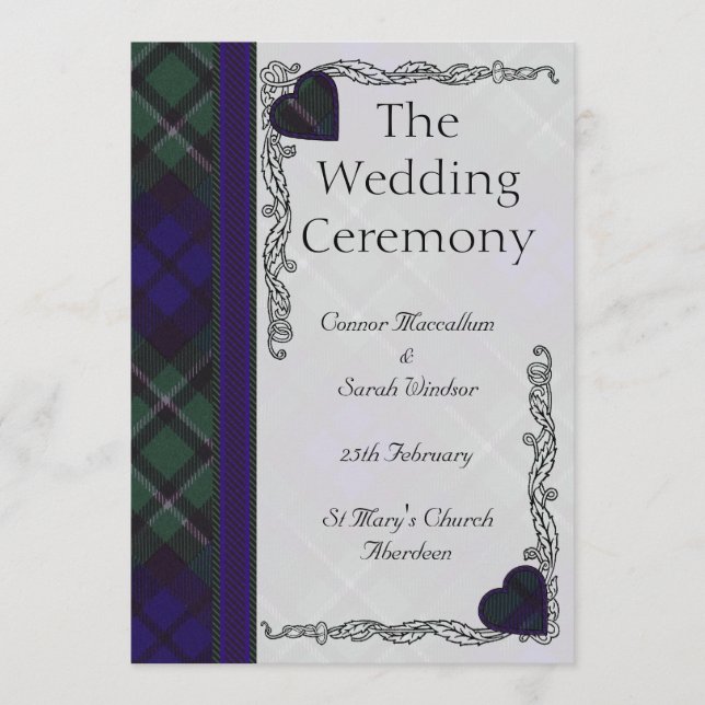 Scottish Tartan Wedding program - Maccallum (Front)