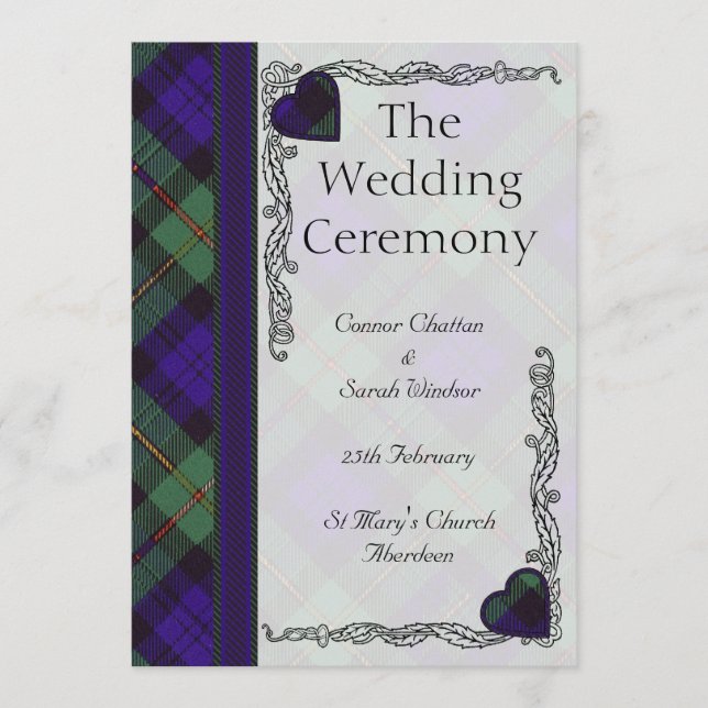 Scottish Tartan Wedding program - Macewen (Front)