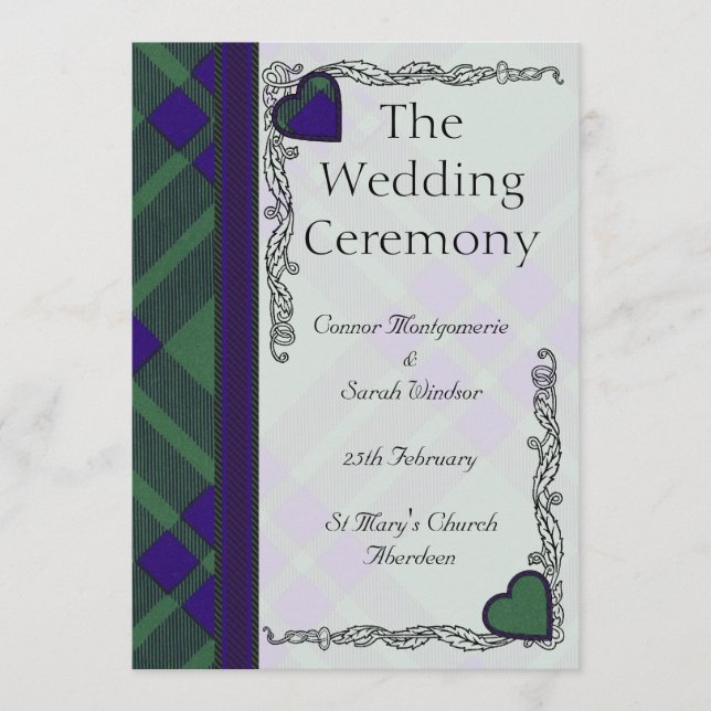 Scottish Tartan Wedding program - Montgomerie (Front)