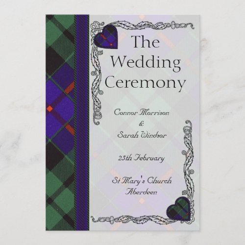 Scottish Tartan Wedding program _ Morrison