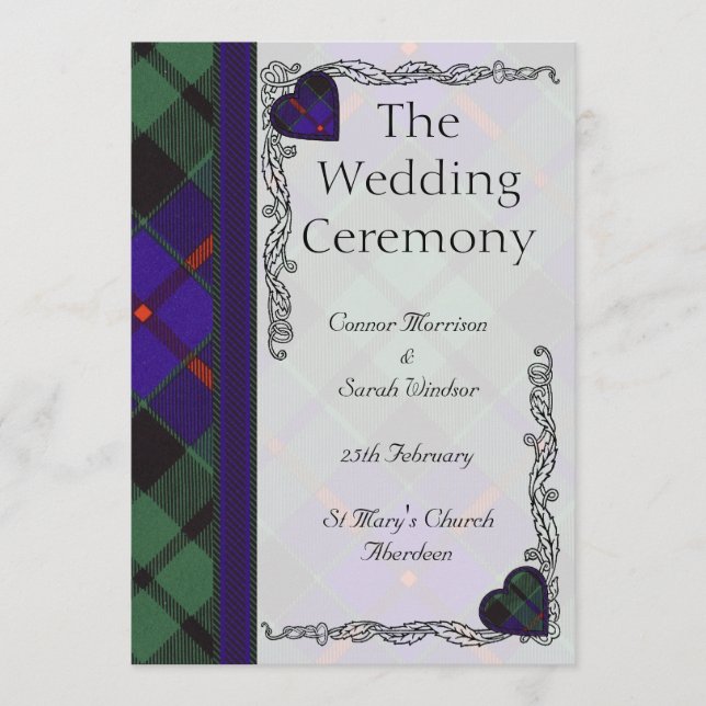 Scottish Tartan Wedding program - Morrison (Front)